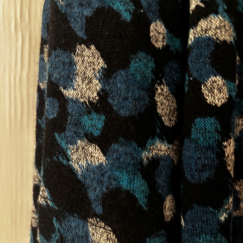 Chico's Size 3 Teal and Black Knit Open Front Waterfall Cardigan Chicos Size XL - Picture 9 of 10